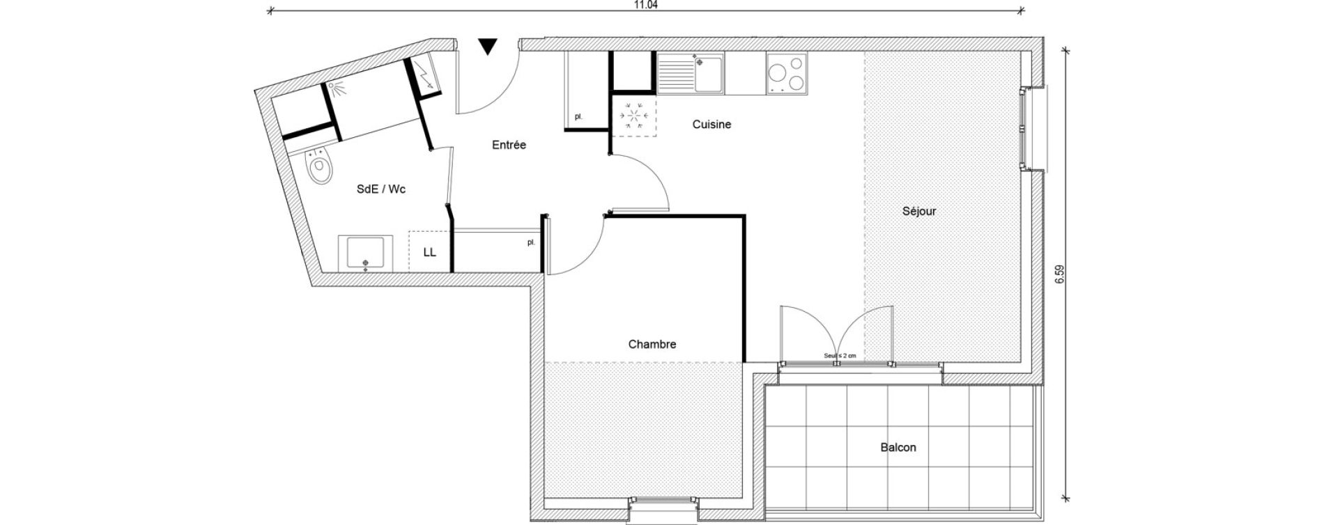 Appartement T2 de 47,40 m2 &agrave; Magnanville Centre