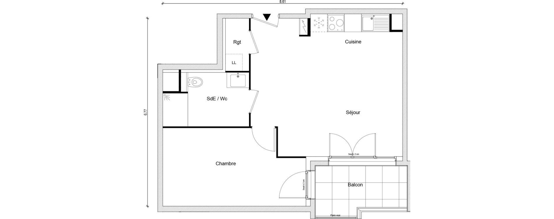 Appartement T2 de 46,43 m2 &agrave; Magnanville Centre