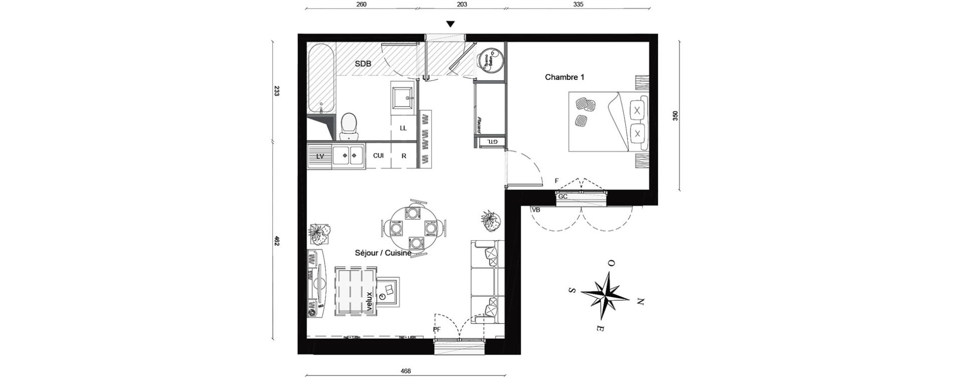 Appartement T2 de 43,30 m2 &agrave; Magny-Les-Hameaux Centre