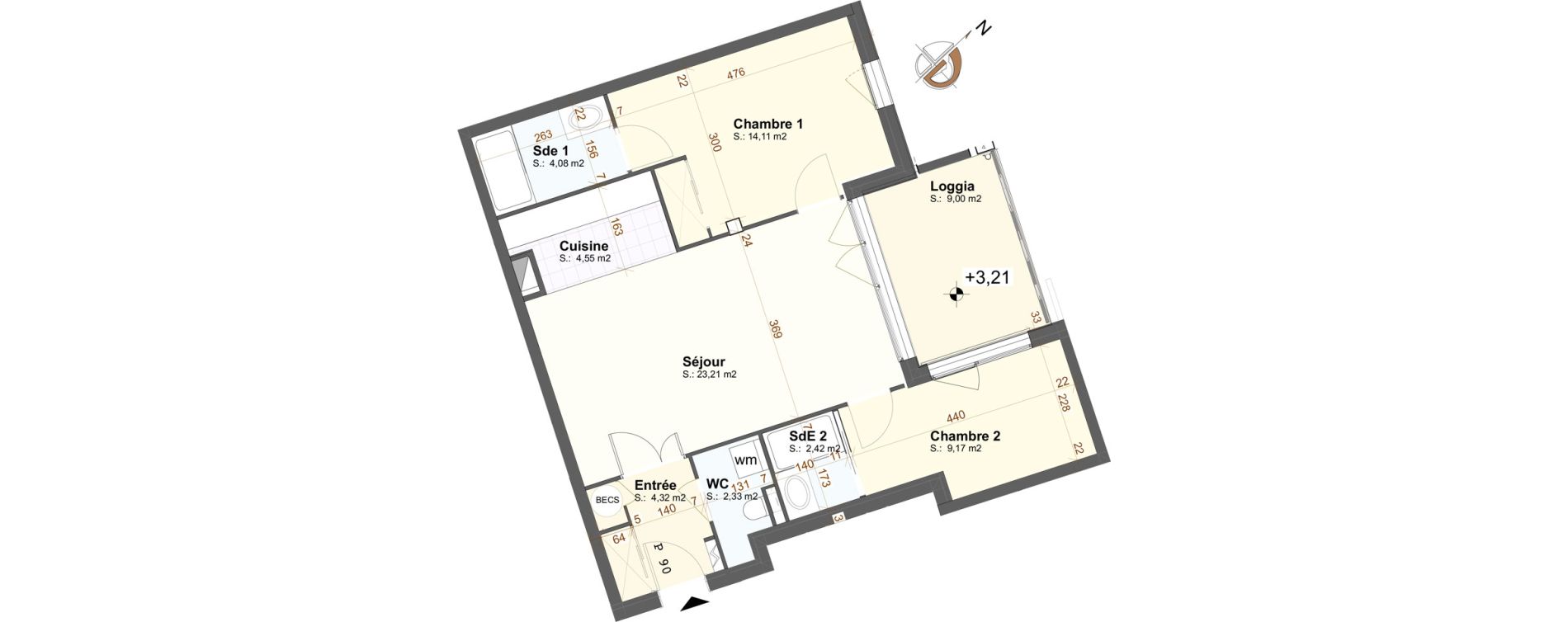 Appartement T3 de 64,19 m2 &agrave; Maisons-Laffitte Centre