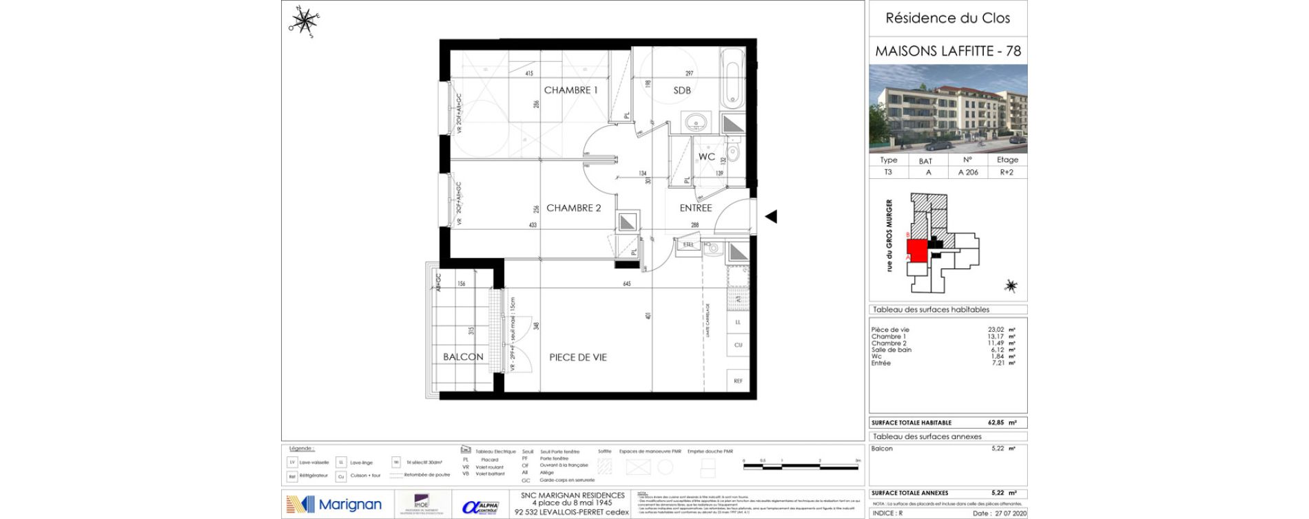 Appartement T3 de 62,85 m2 &agrave; Maisons-Laffitte Saint nicolas