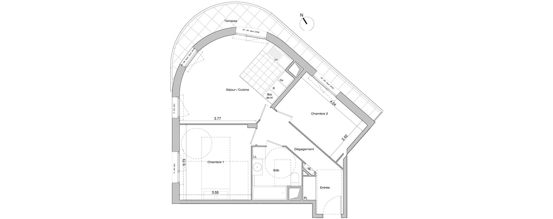 Appartement T3 de 57,30 m2 &agrave; Mantes-La-Jolie Centre