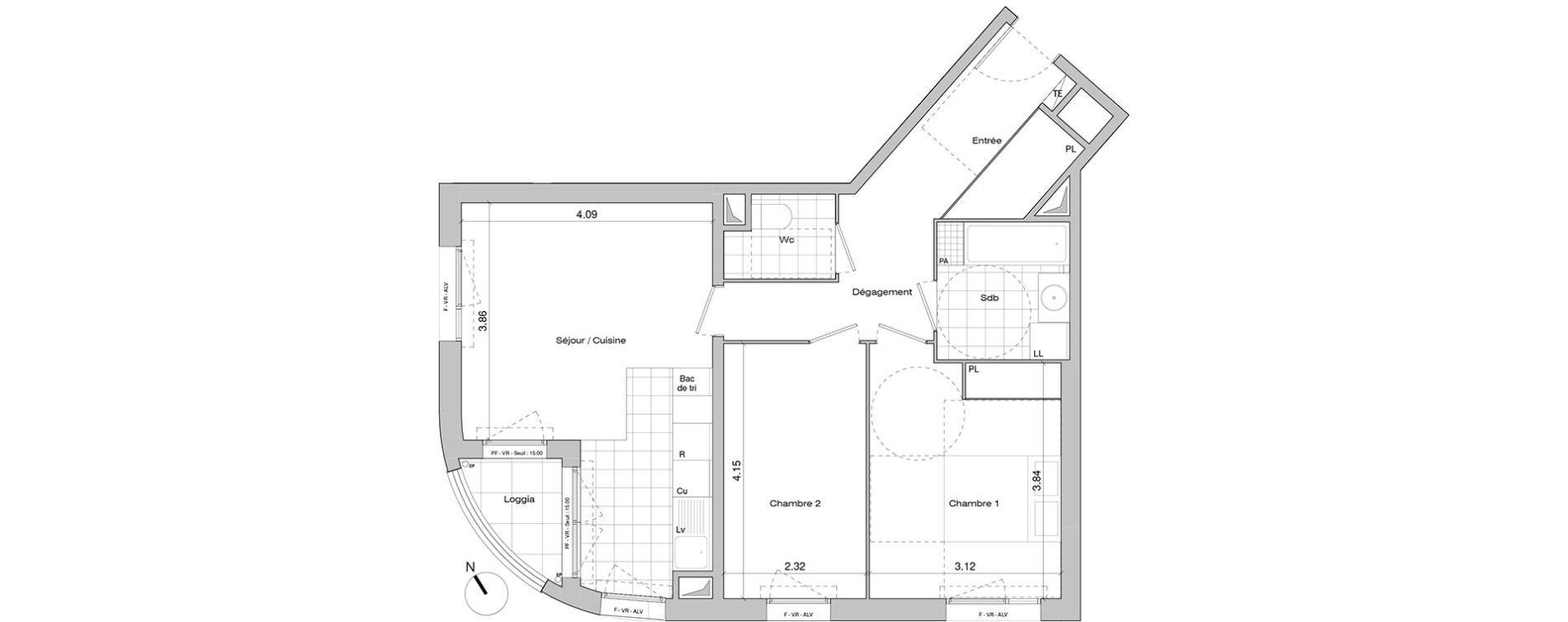Appartement T3 de 61,70 m2 &agrave; Mantes-La-Jolie Centre
