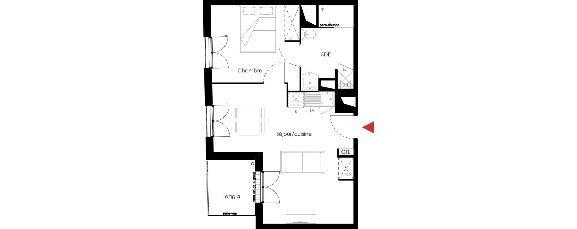Appartement T2 de 40,30 m2 &agrave; Mantes-La-Jolie Gassicourt