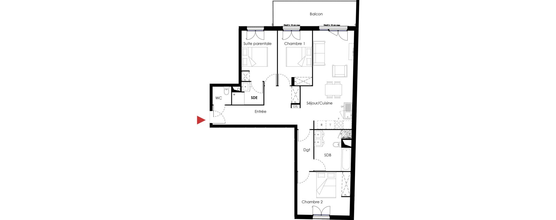 Appartement T4 de 84,40 m2 &agrave; Mantes-La-Jolie Gassicourt
