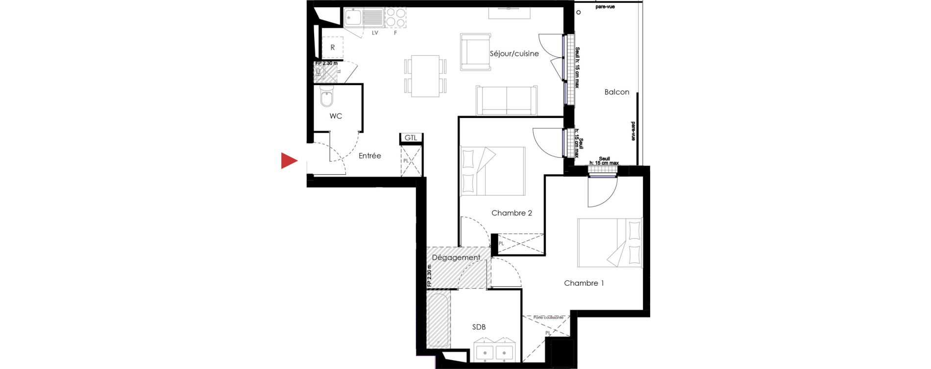 Appartement T3 de 63,10 m2 &agrave; Mantes-La-Jolie Gassicourt