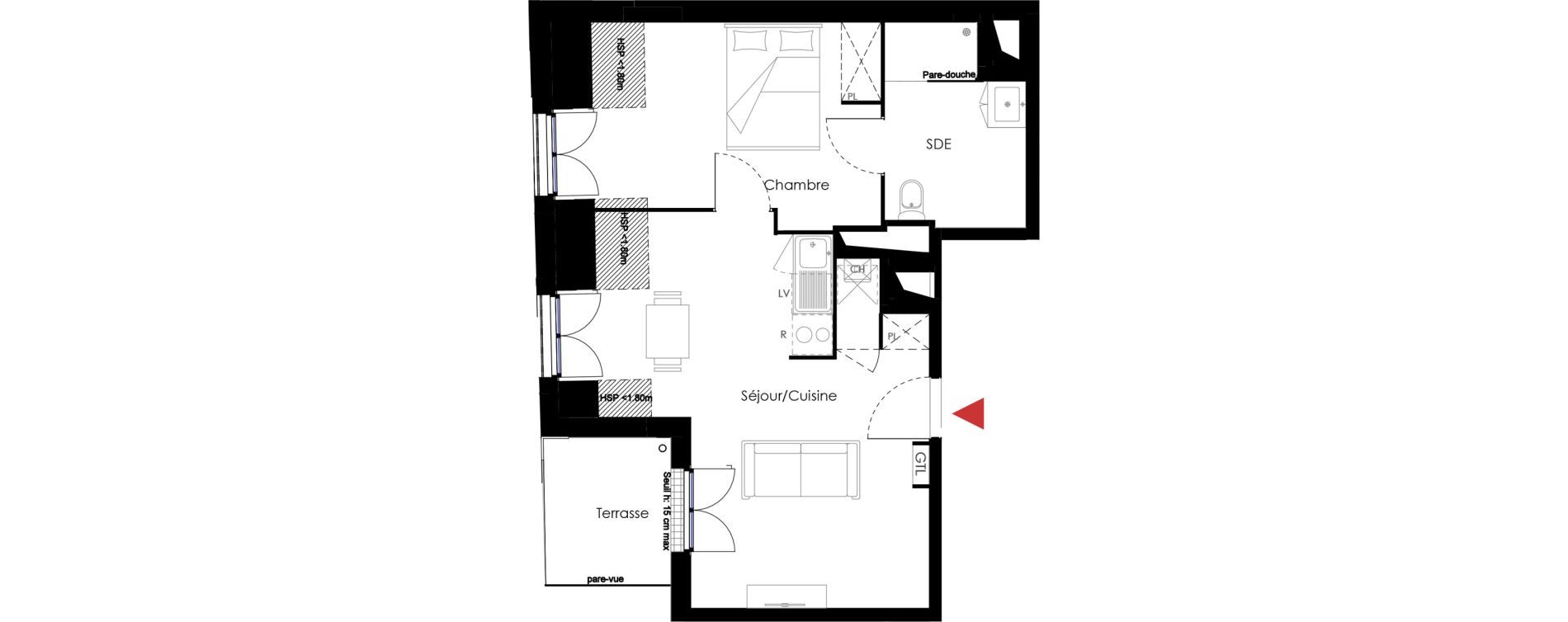 Appartement T2 de 41,00 m2 &agrave; Mantes-La-Jolie Gassicourt