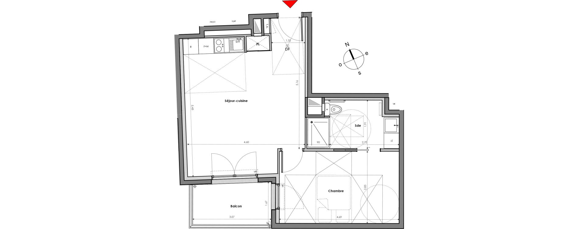 Appartement T2 de 44,60 m2 &agrave; Mantes-La-Jolie Gassicourt