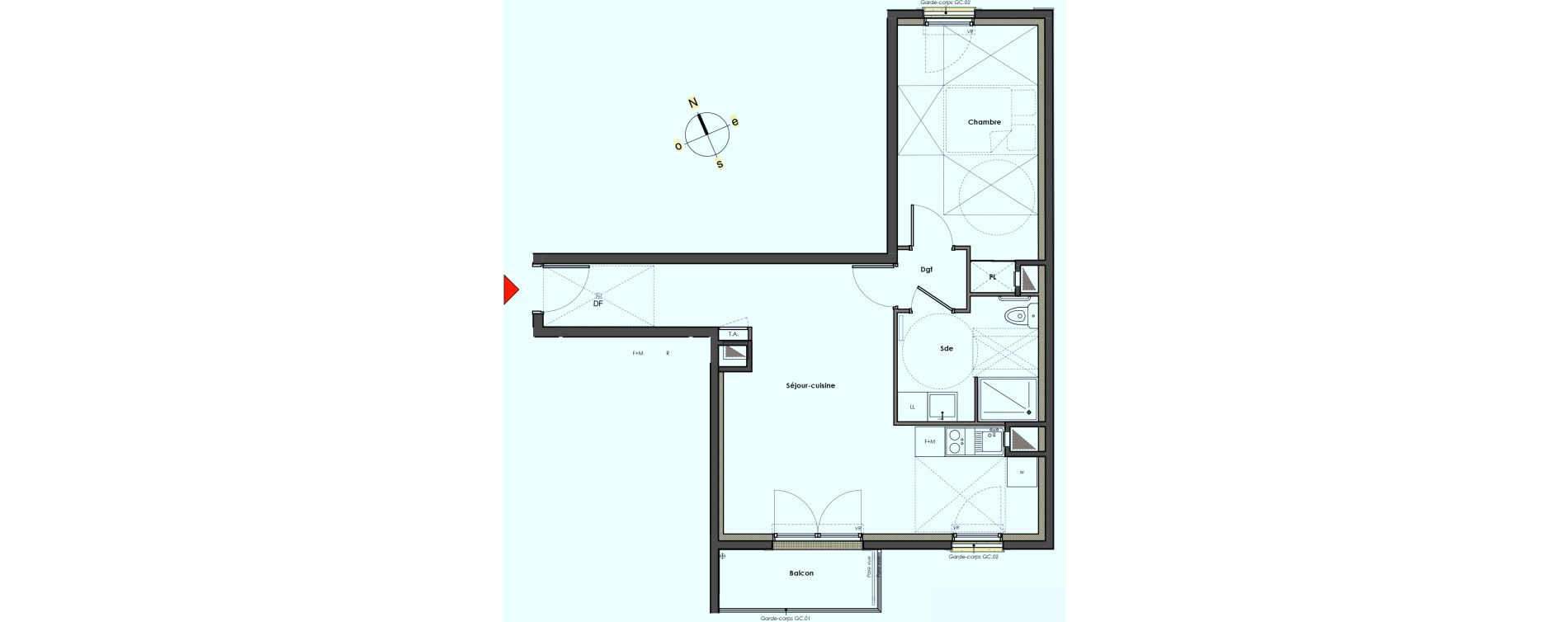 Appartement T2 de 50,72 m2 &agrave; Mantes-La-Jolie Gassicourt