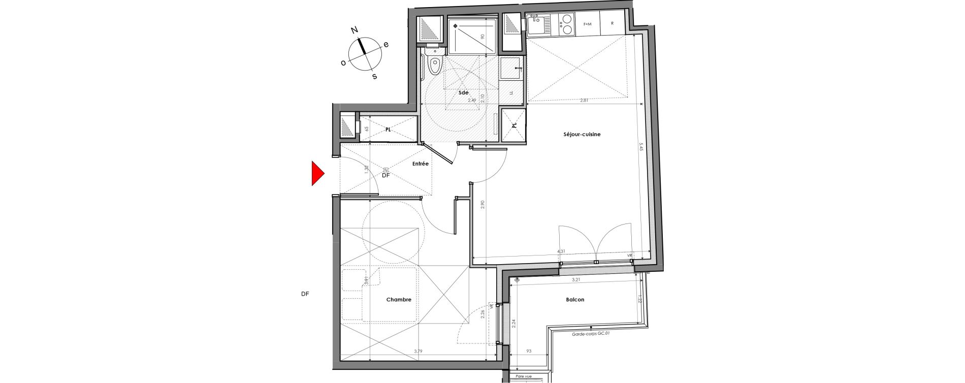 Appartement T2 de 46,50 m2 &agrave; Mantes-La-Jolie Gassicourt