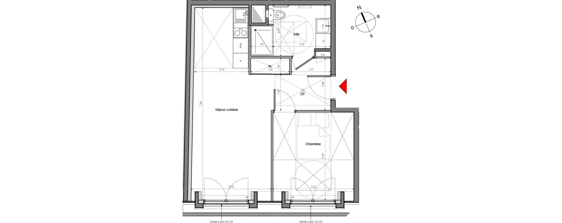 Appartement T2 de 43,07 m2 &agrave; Mantes-La-Jolie Gassicourt