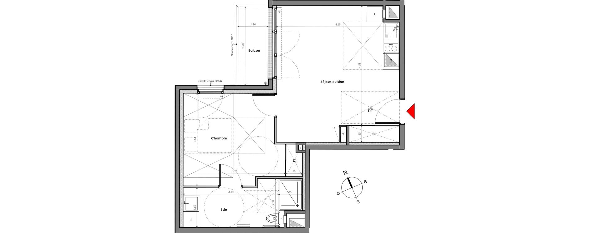 Appartement T2 de 44,24 m2 &agrave; Mantes-La-Jolie Gassicourt