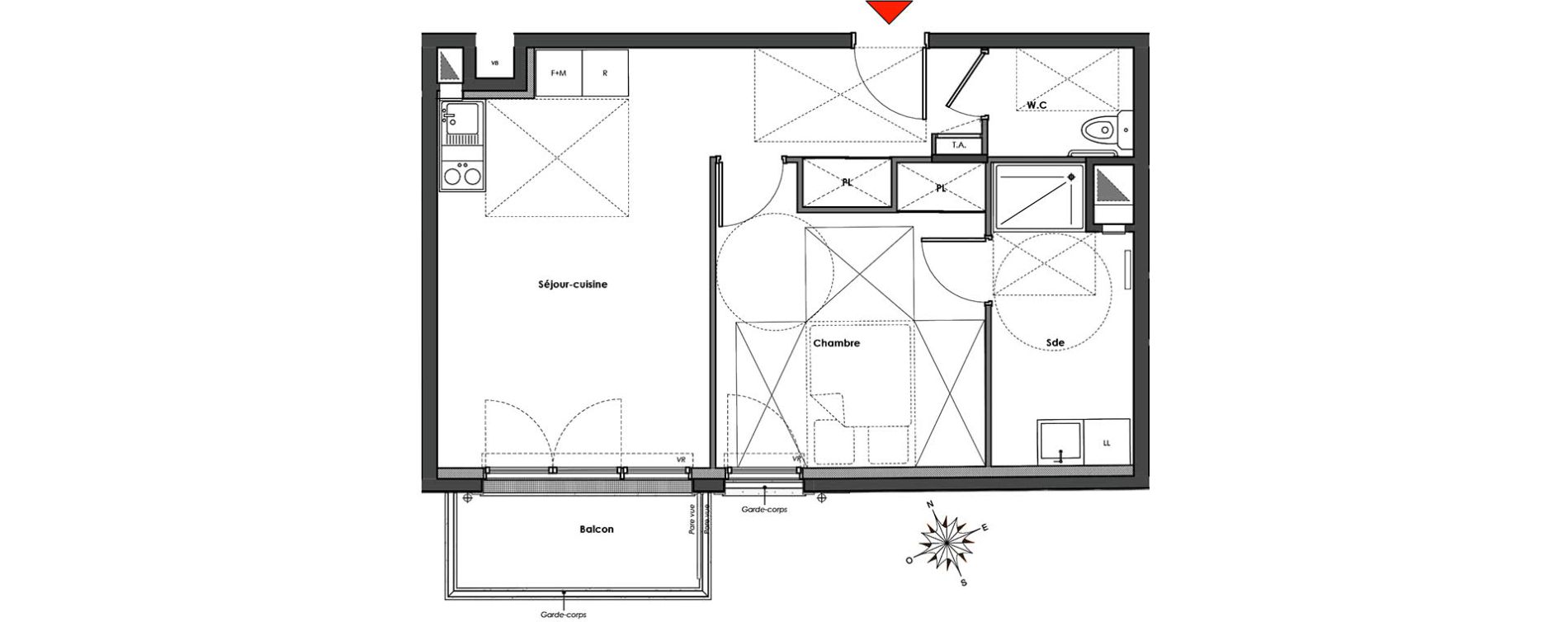 Appartement T2 de 46,46 m2 &agrave; Mantes-La-Jolie Gassicourt