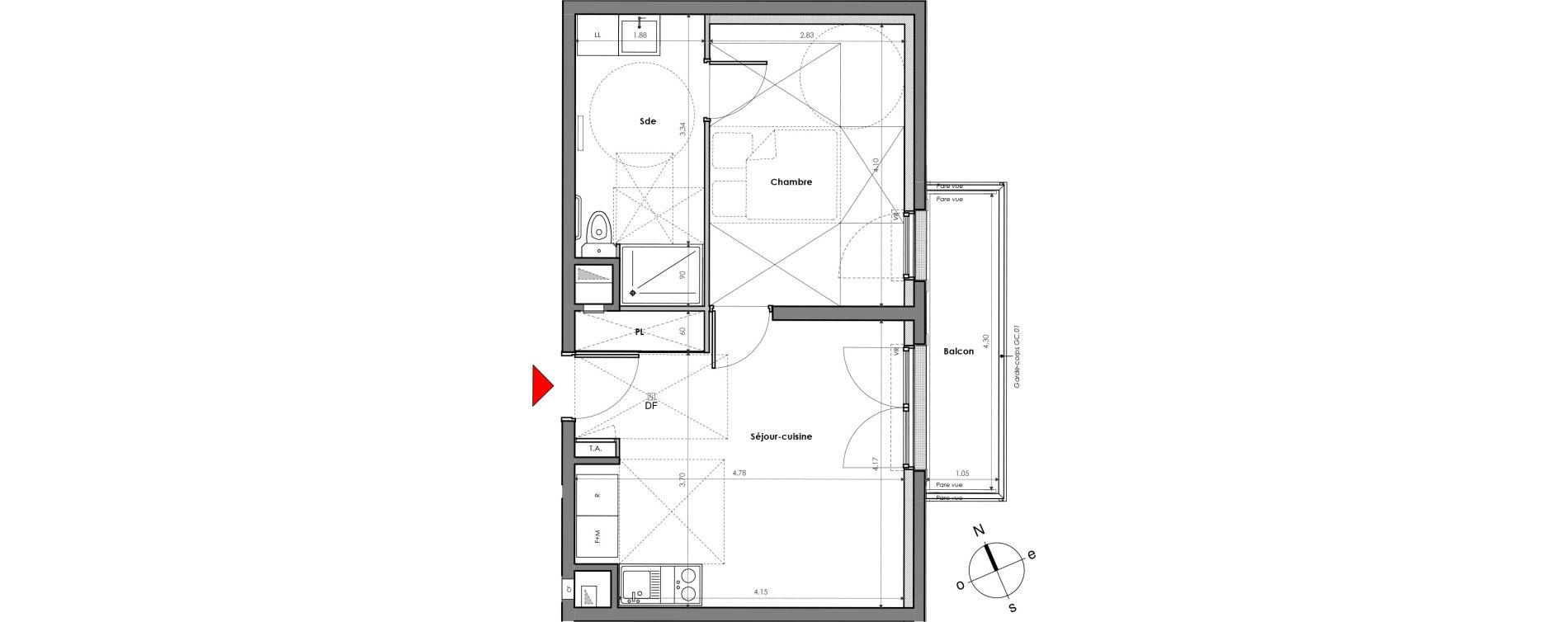 Appartement T2 de 38,75 m2 &agrave; Mantes-La-Jolie Gassicourt