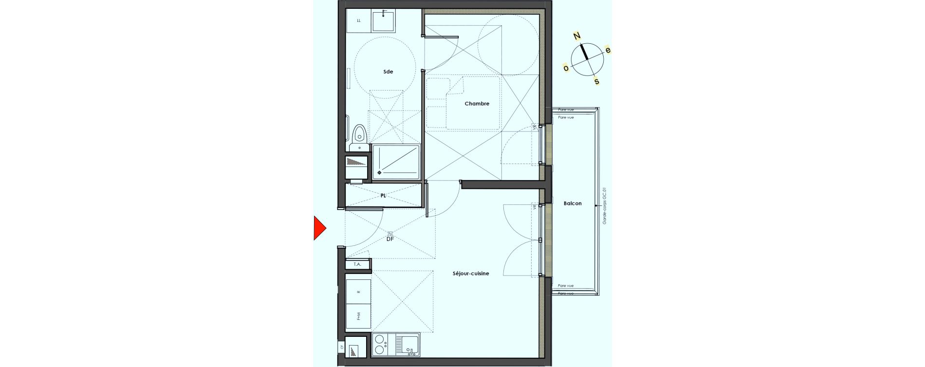Appartement T2 de 38,75 m2 &agrave; Mantes-La-Jolie Gassicourt
