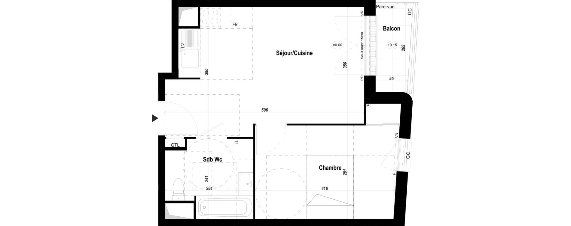 Appartement T2 de 38,77 m2 &agrave; Mantes-La-Jolie Les martraits