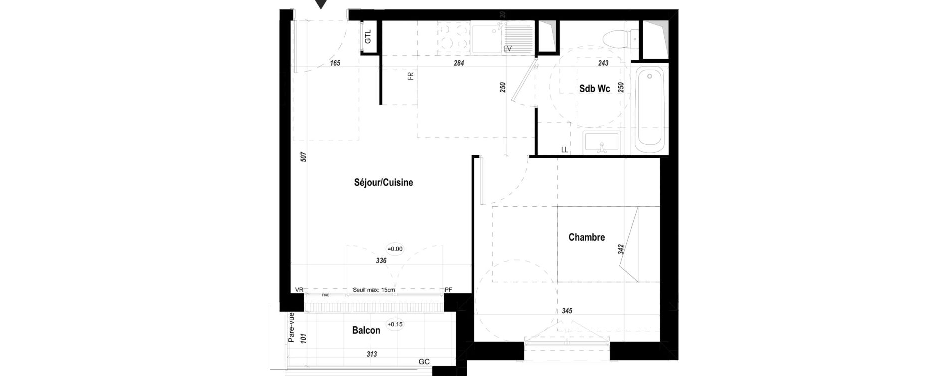 Appartement T2 de 36,83 m2 &agrave; Mantes-La-Jolie Les martraits