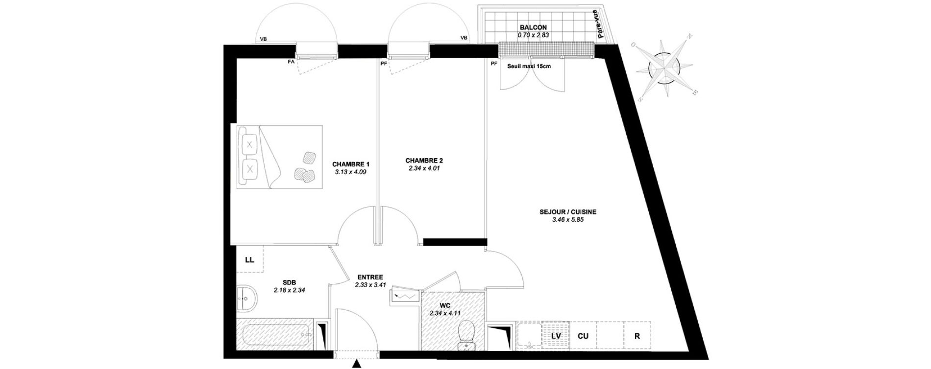 Appartement T3 de 58,07 m2 &agrave; Mantes-La-Ville Centre