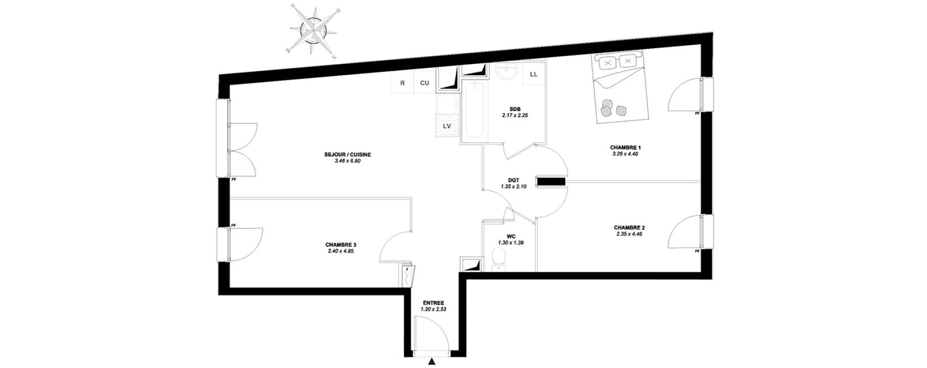 Appartement T4 de 74,38 m2 &agrave; Mantes-La-Ville Centre