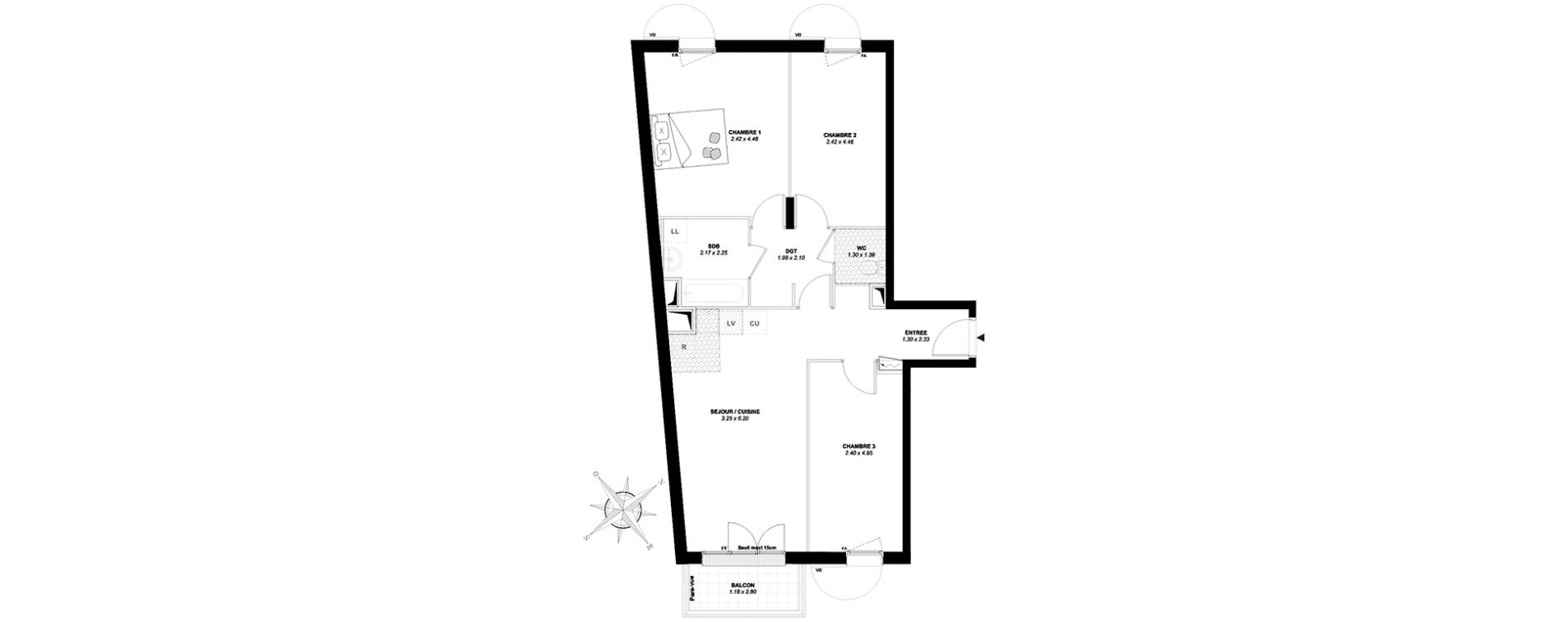 Appartement T4 de 73,69 m2 &agrave; Mantes-La-Ville Centre