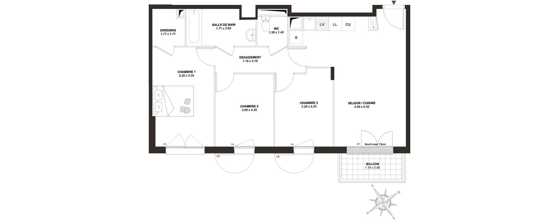 Appartement T4 de 69,35 m2 &agrave; Mantes-La-Ville Centre