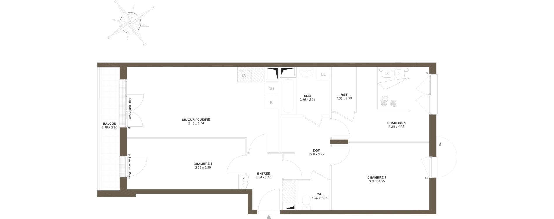 Appartement T4 de 77,35 m2 &agrave; Mantes-La-Ville Centre