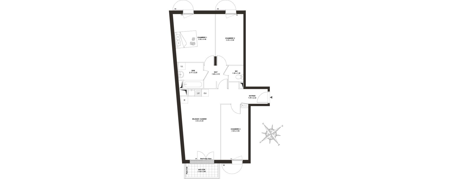 Appartement T4 de 73,69 m2 &agrave; Mantes-La-Ville Centre