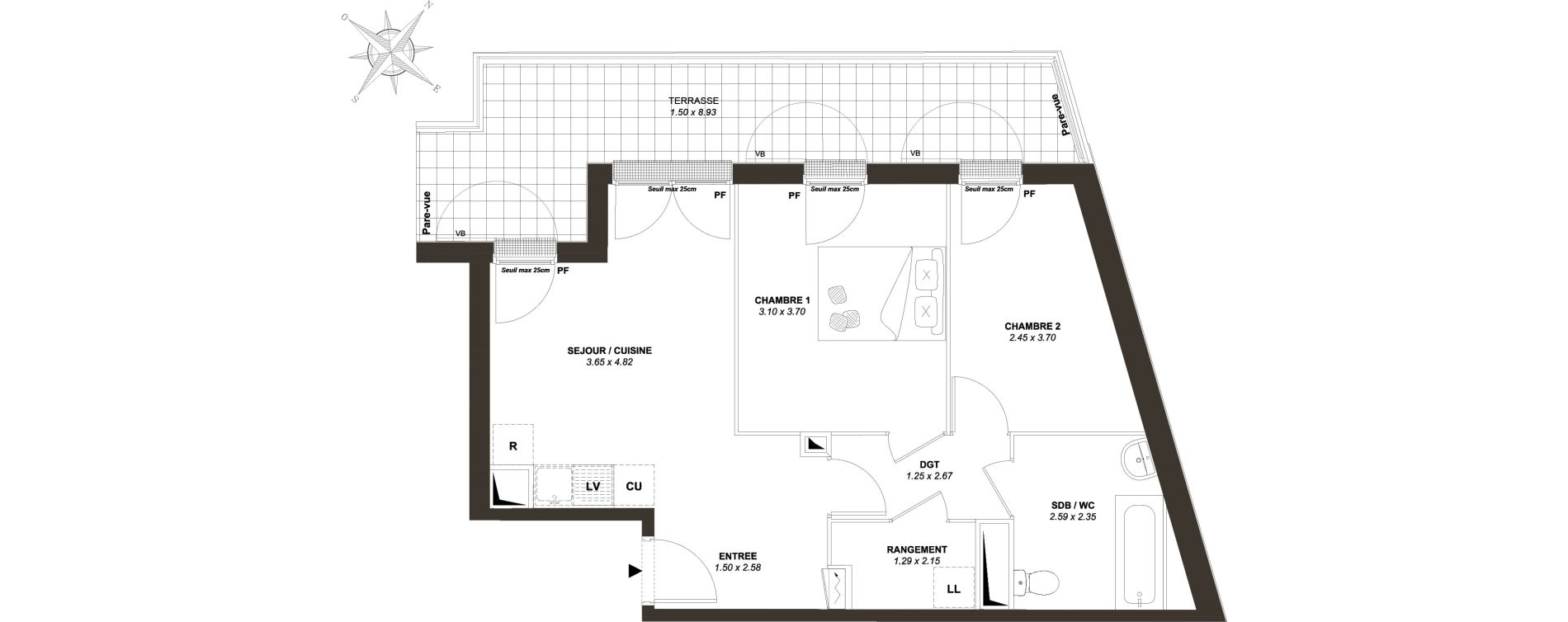 Appartement T3 de 52,71 m2 &agrave; Mantes-La-Ville Centre