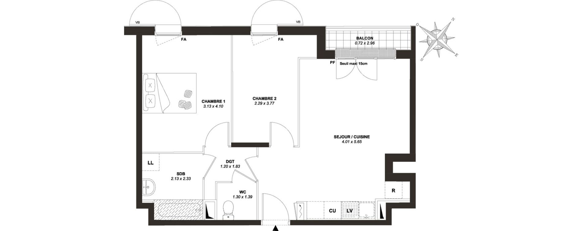 Appartement T3 de 54,55 m2 &agrave; Mantes-La-Ville Centre
