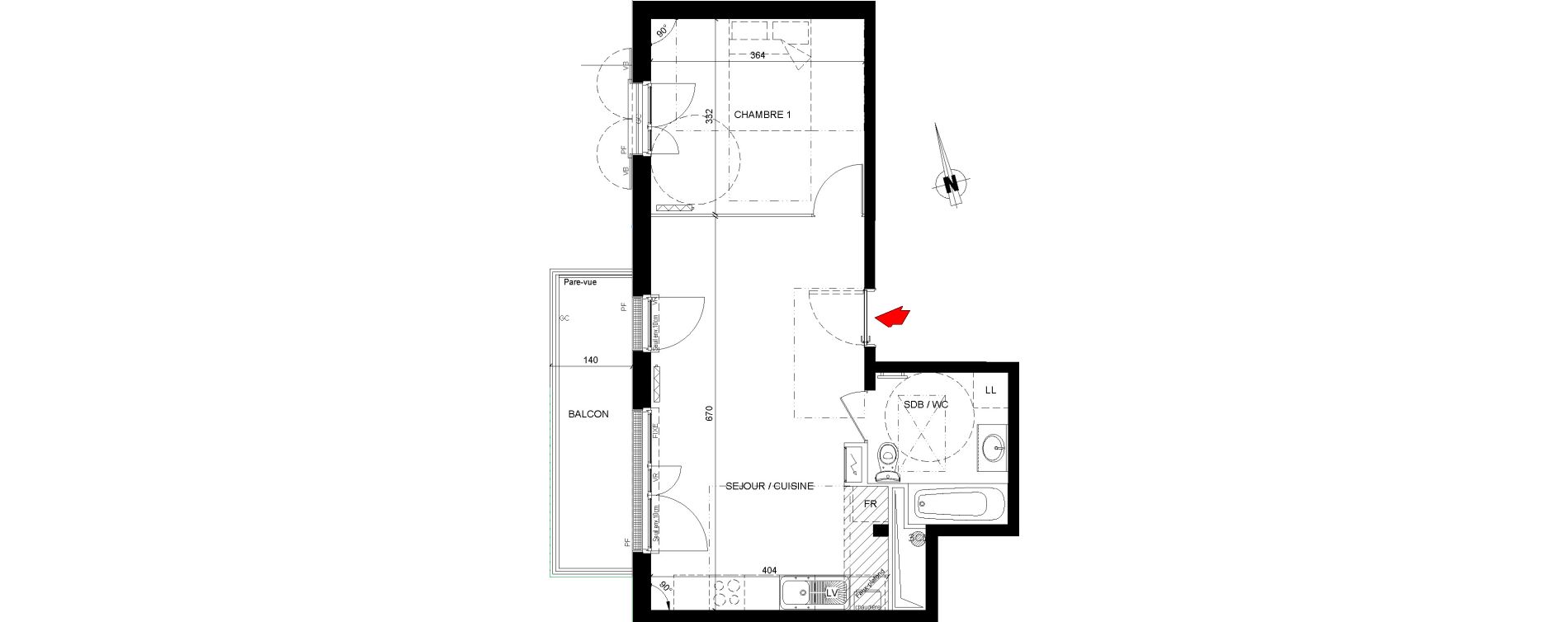 Appartement T2 de 42,80 m2 &agrave; Marly-Le-Roi Les vauillons