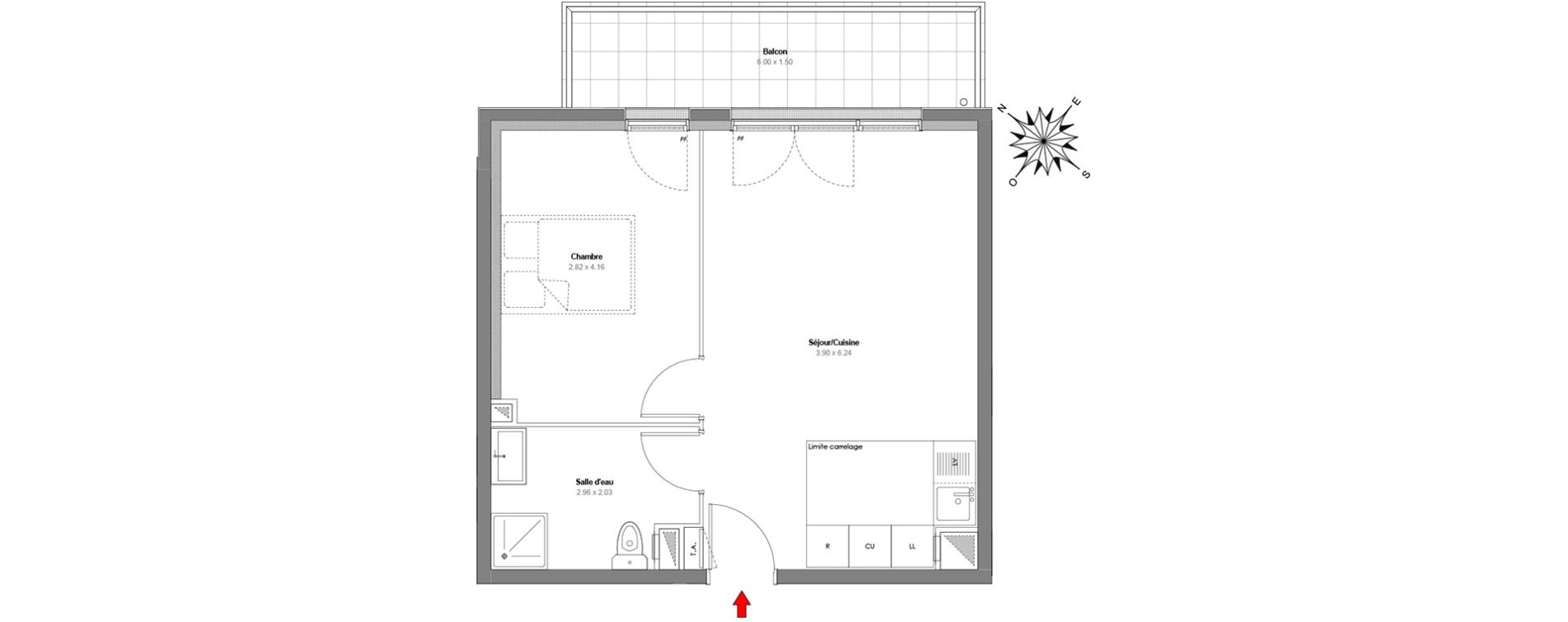 Appartement T2 de 41,22 m2 &agrave; Maurepas Centre