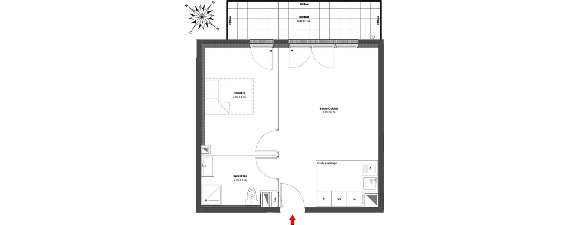 Appartement T2 de 41,04 m2 à Maurepas Centre