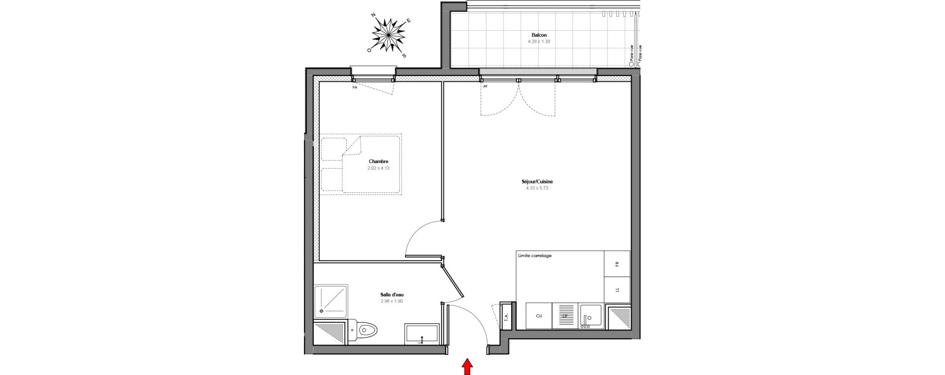 Appartement T2 de 41,46 m2 à Maurepas Centre