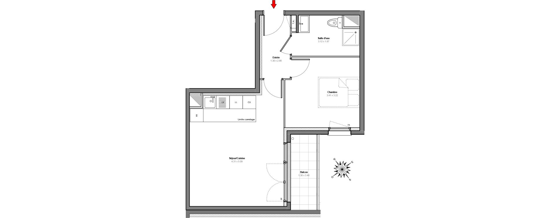 Appartement T2 de 41,83 m2 à Maurepas Centre