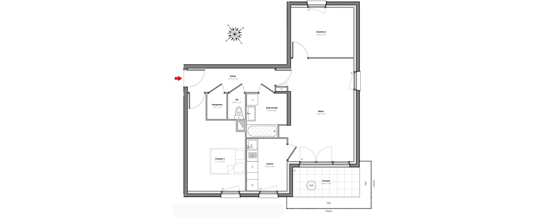 Appartement T3 de 62,84 m2 &agrave; Maurepas Centre