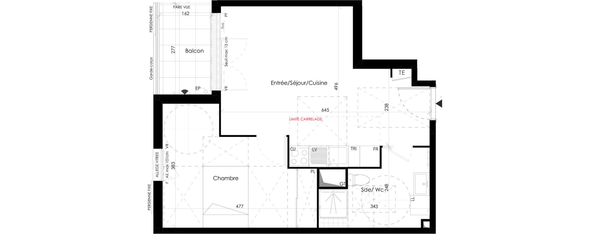 Appartement T2 de 44,78 m2 &agrave; Maurepas Centre