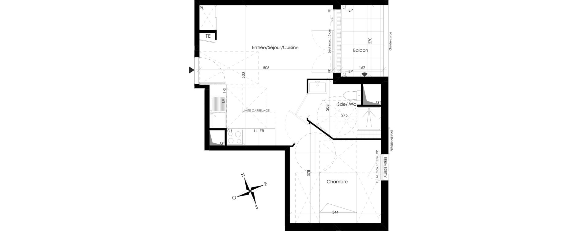 Appartement T2 de 38,50 m2 &agrave; Maurepas Centre