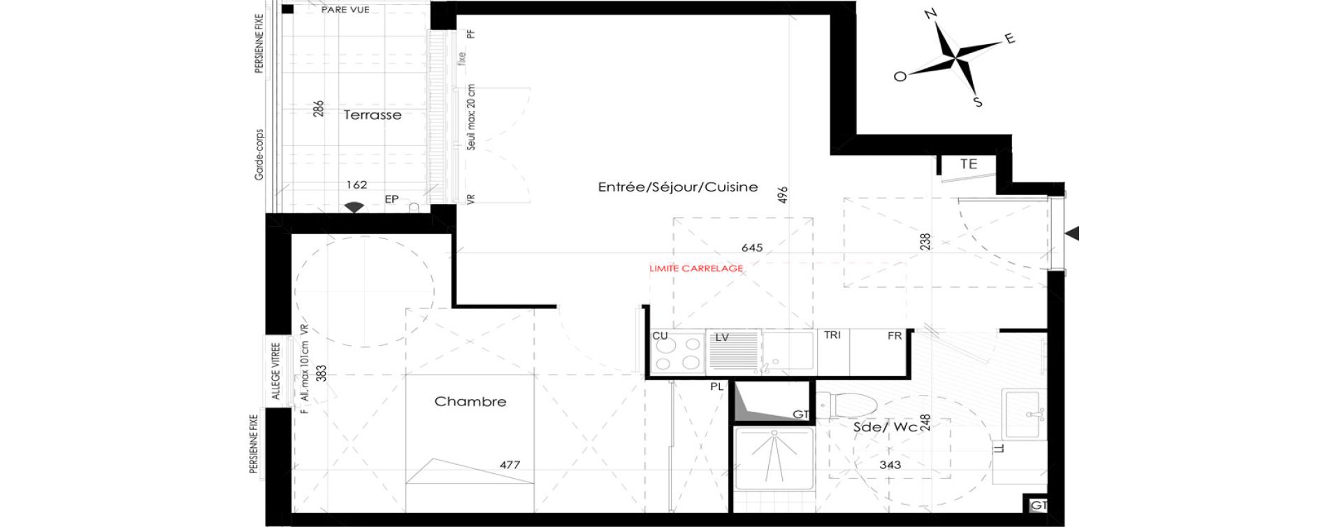 Appartement T2 de 44,78 m2 &agrave; Maurepas Centre