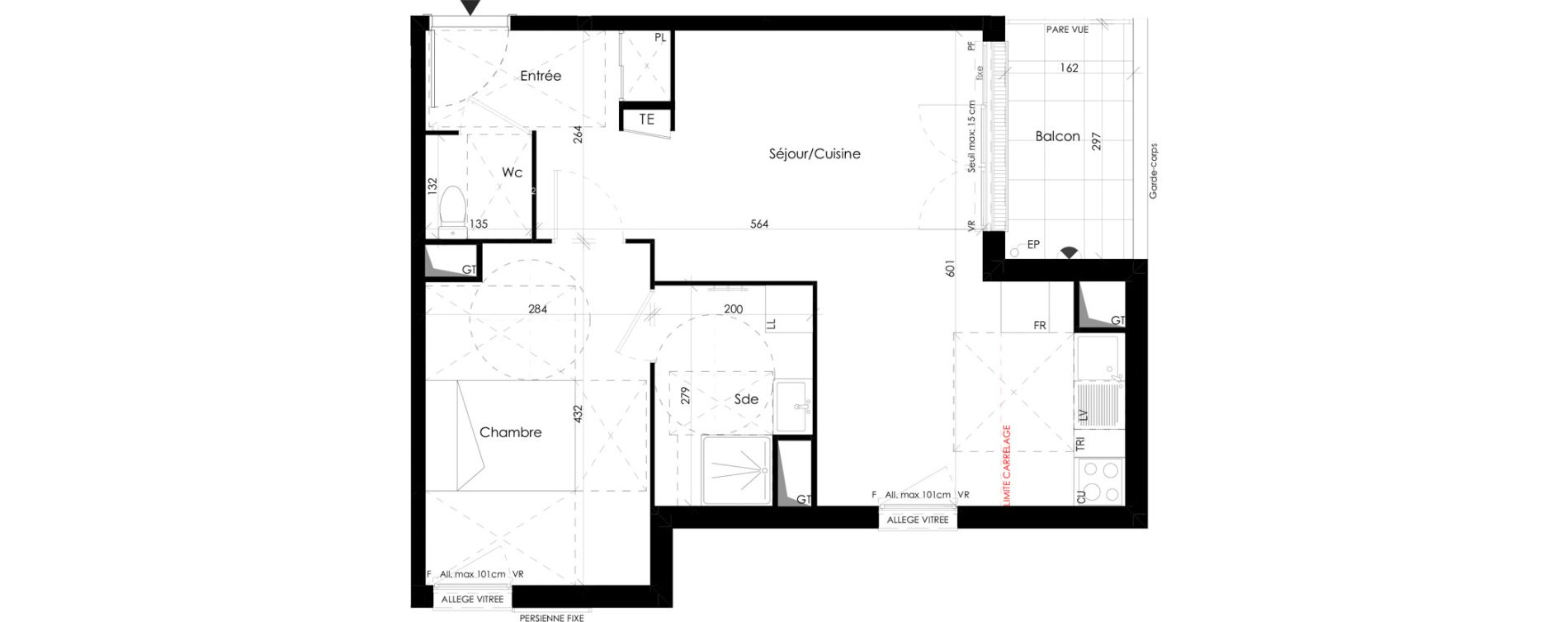 Appartement T2 de 48,04 m2 &agrave; Maurepas Centre