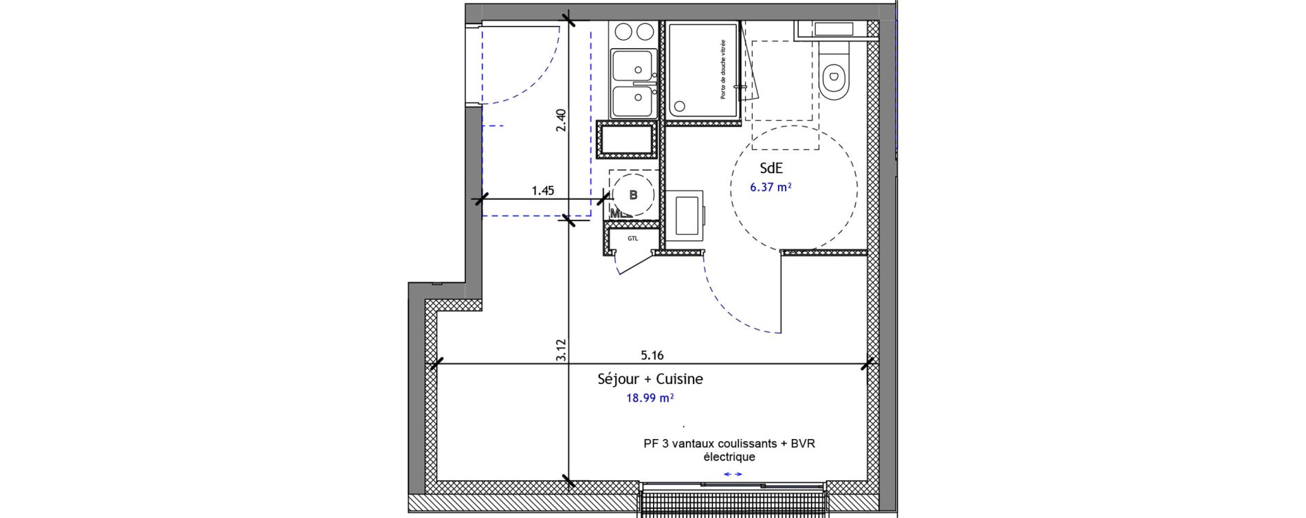 Studio de 25,36 m2 &agrave; M&eacute;r&eacute; Centre