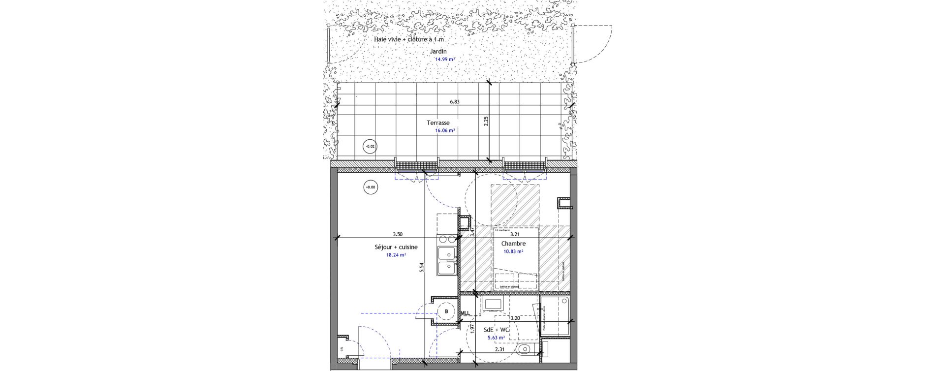 Studio de 34,70 m2 &agrave; M&eacute;r&eacute; Centre