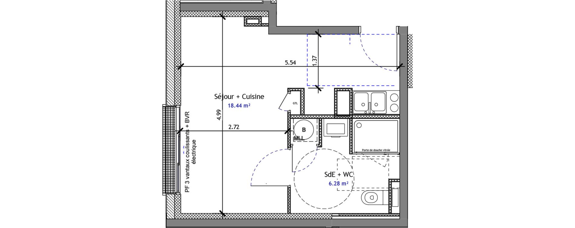 Studio de 24,72 m2 &agrave; M&eacute;r&eacute; Centre