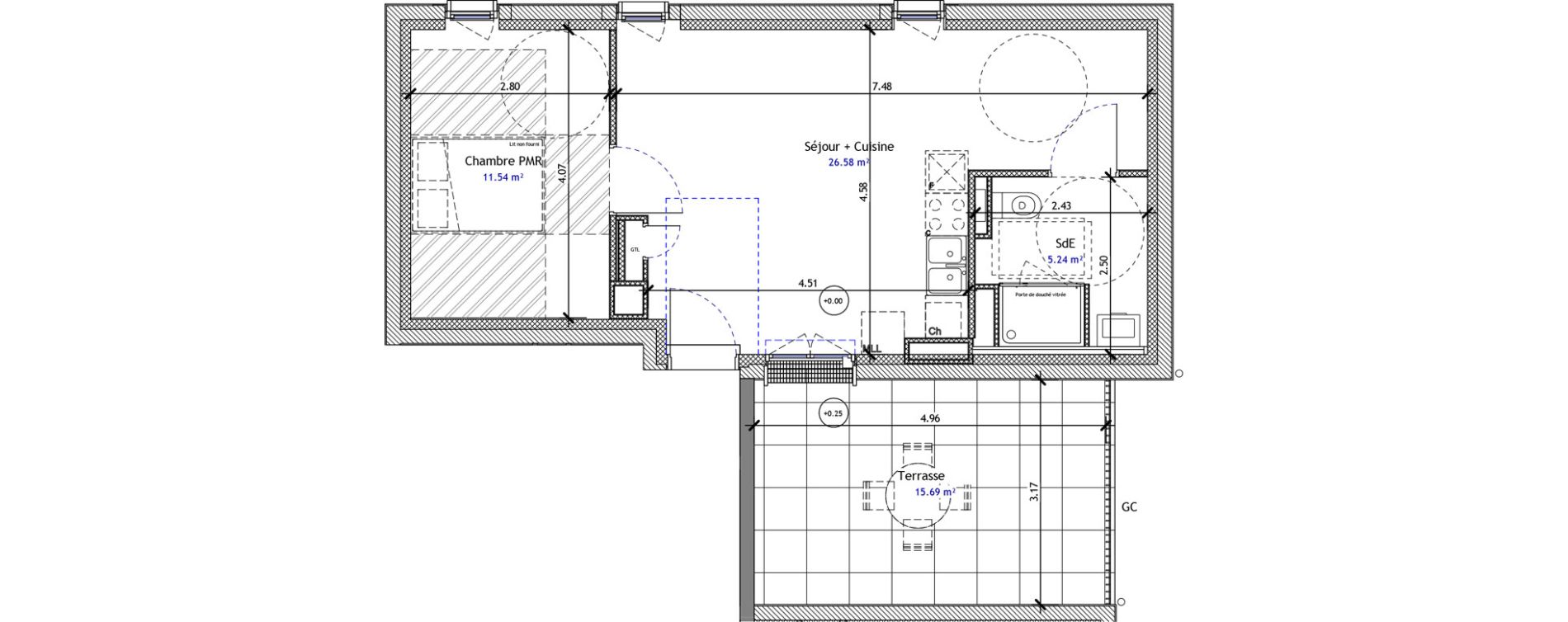 Appartement T2 de 43,36 m2 &agrave; M&eacute;r&eacute; Centre