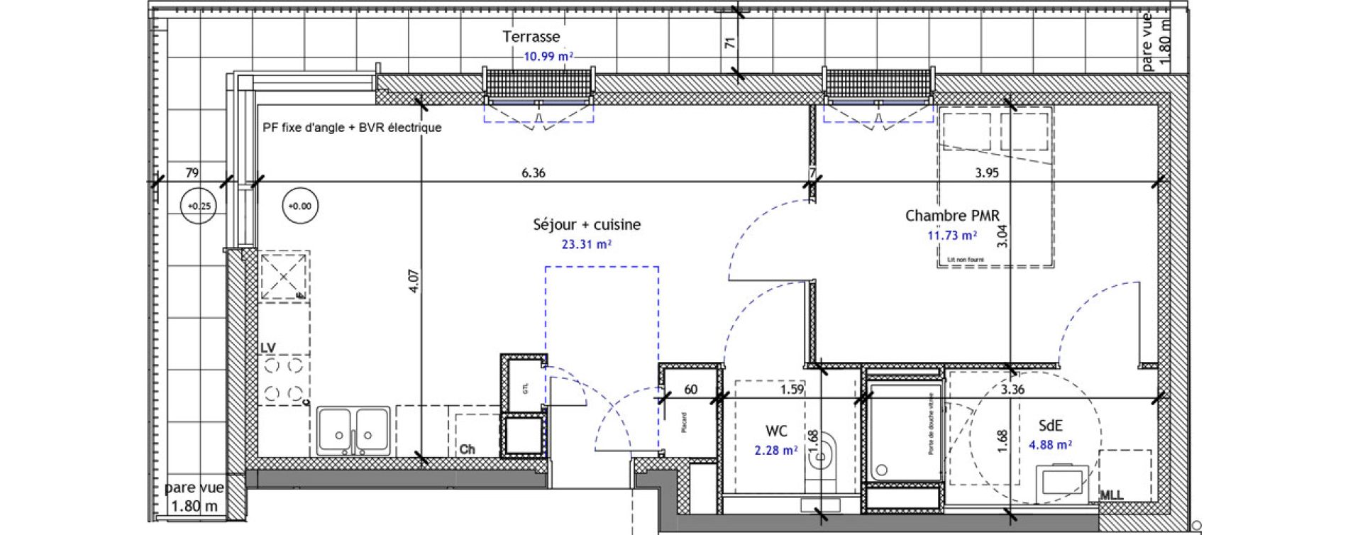 Appartement T2 de 42,20 m2 &agrave; M&eacute;r&eacute; Centre