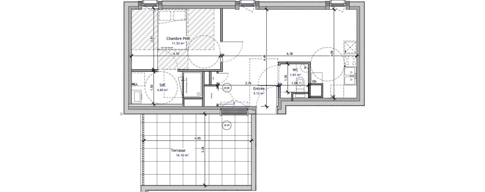 Appartement T2 de 42,62 m2 &agrave; M&eacute;r&eacute; Centre