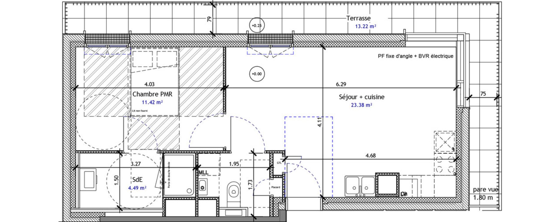 Appartement T2 de 42,17 m2 &agrave; M&eacute;r&eacute; Centre