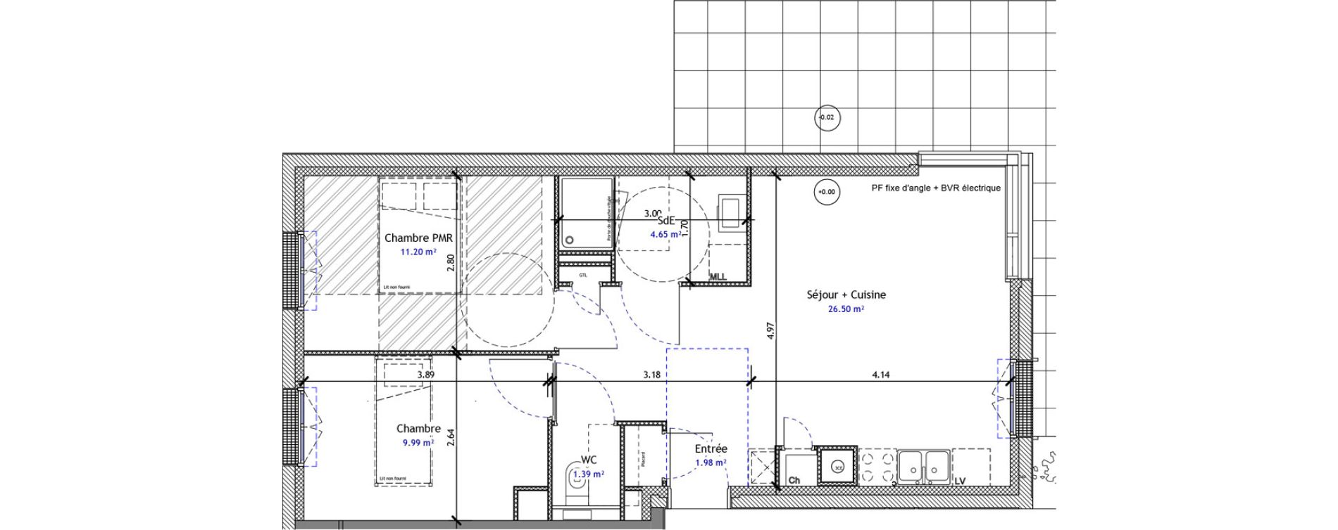 Appartement T3 de 55,71 m2 &agrave; M&eacute;r&eacute; Centre