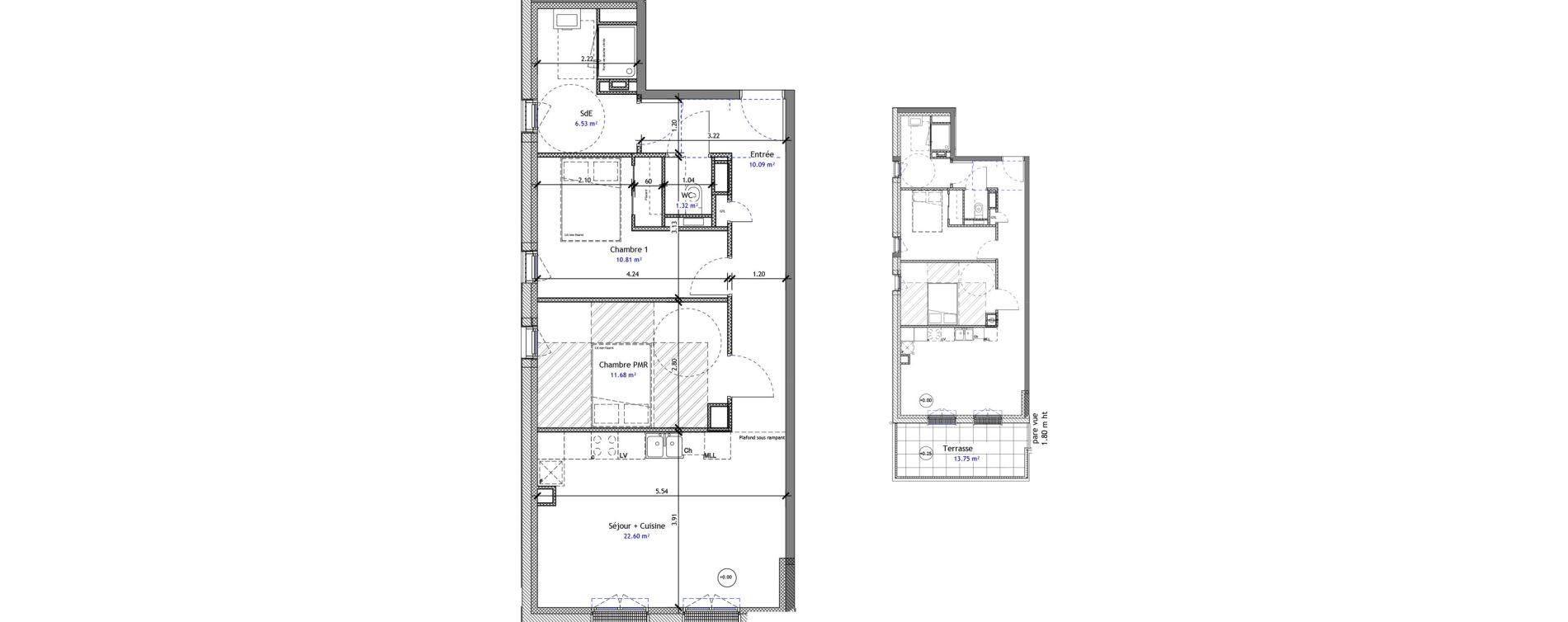 Appartement T3 de 63,03 m2 &agrave; M&eacute;r&eacute; Centre