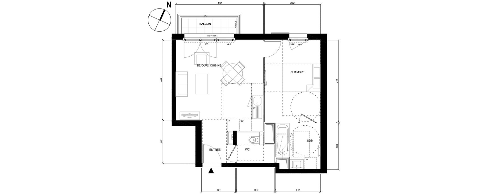 Appartement T2 de 41,03 m2 &agrave; Montesson Les rabaux