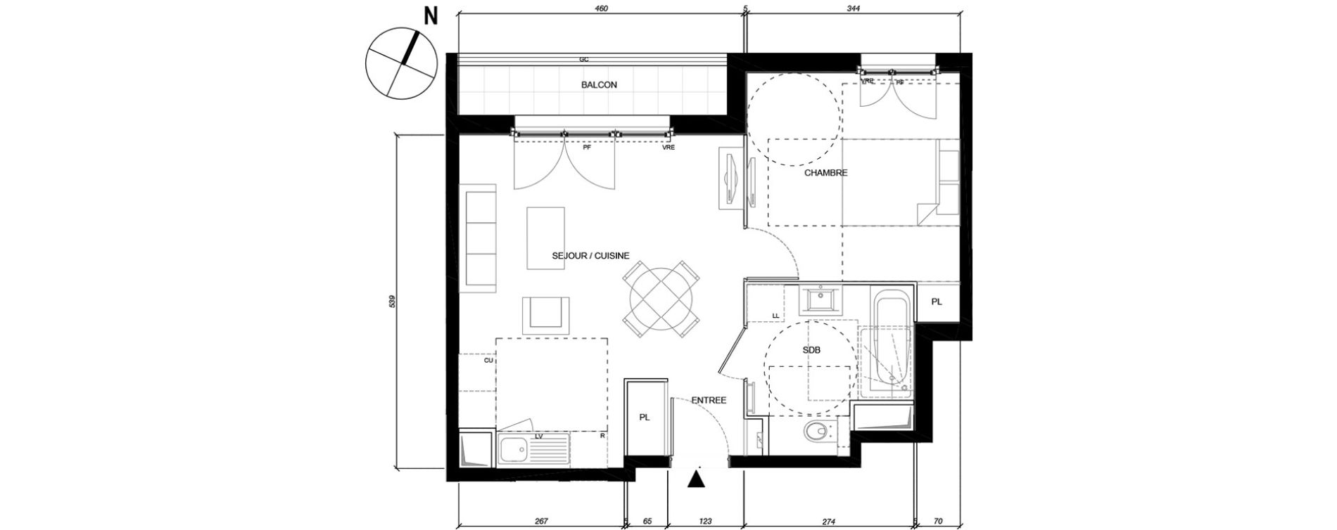 Appartement T2 de 42,27 m2 &agrave; Montesson Les rabaux